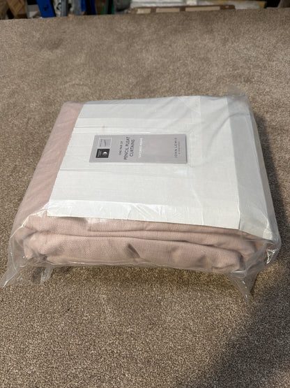 John Lewis Textured Weave Pair Blackout Lined Pencil Pleat Curtains, Rose Pink, W228 x Drop 228cm