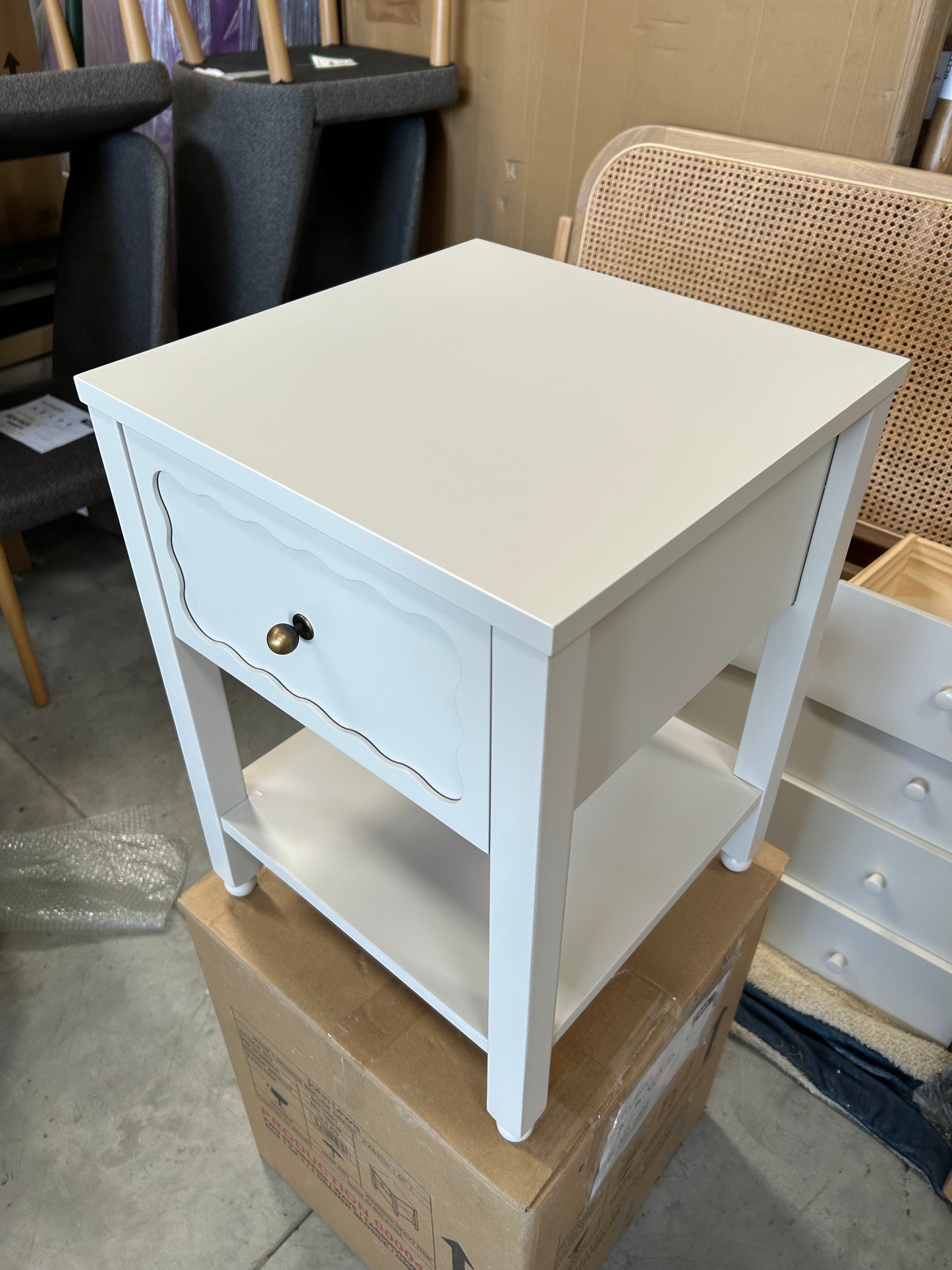 John Lewis Wave 1 Drawer Bedside Table, Greige