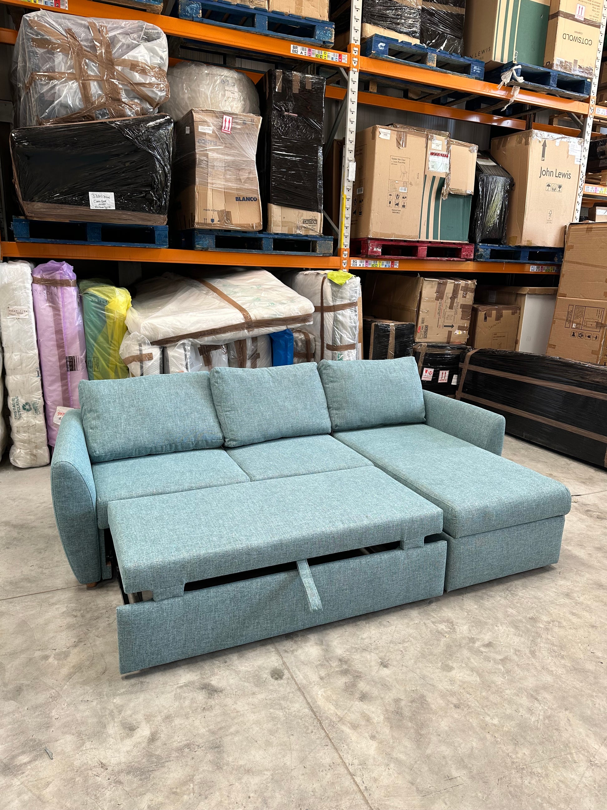 John Lewis Bailey II RHF Chaise End Sofabed Aquaclean Connie Teal