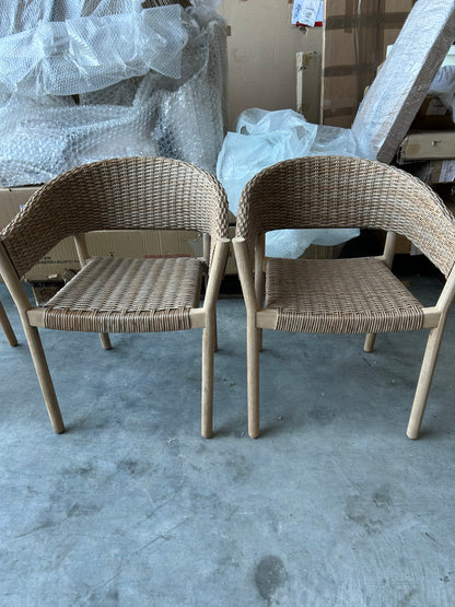 John Lewis Burford Garden Woven Dining Chairs, Set of 2 Acacia Wood Natural
