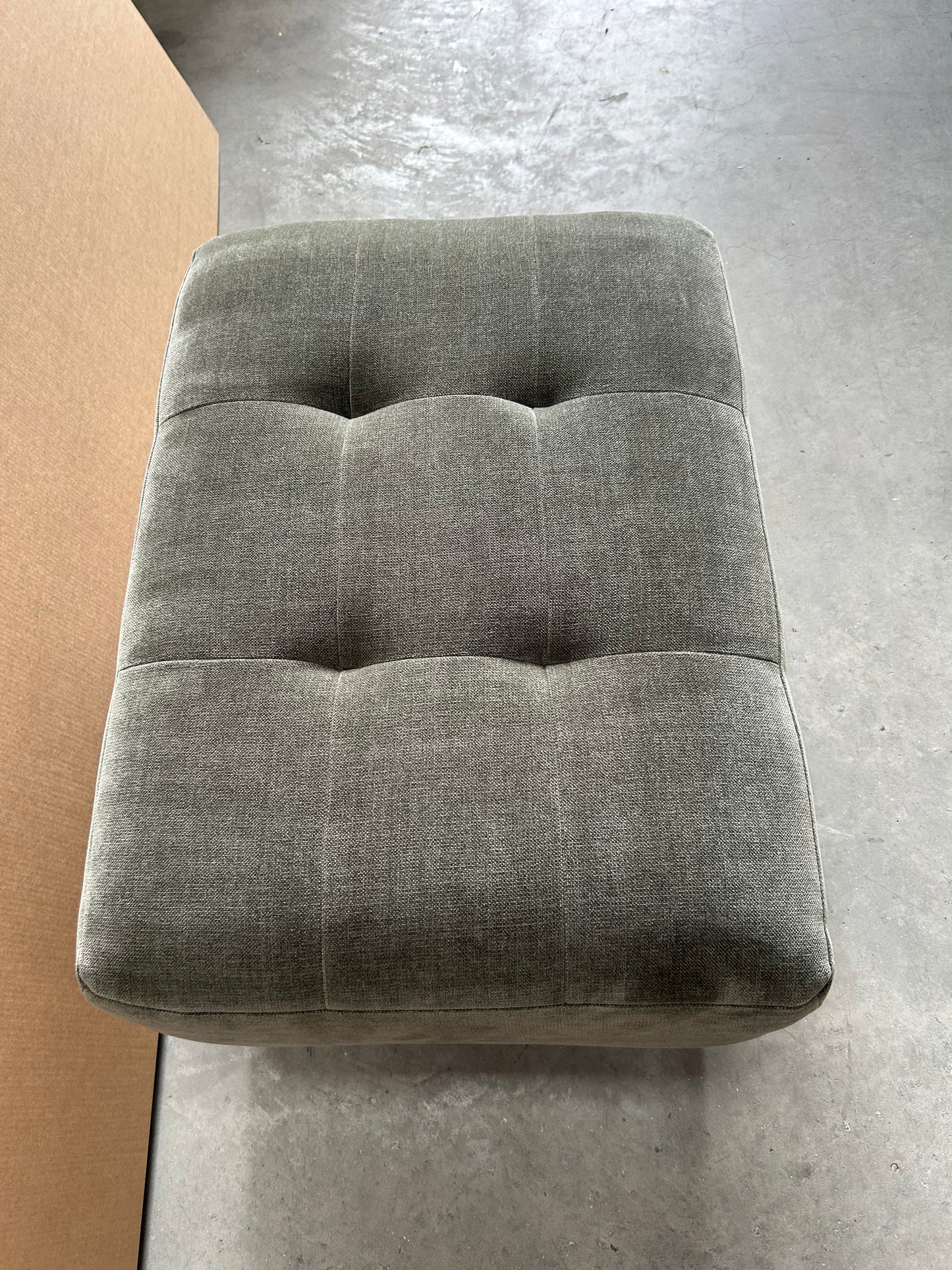 John Lewis Draper II Footstool Plush Chenille Moss Green