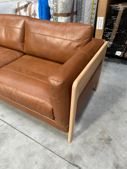 John Lewis Nest Medium 2 Seater Leather Sofa, Light Leg, Butterscotch Leather