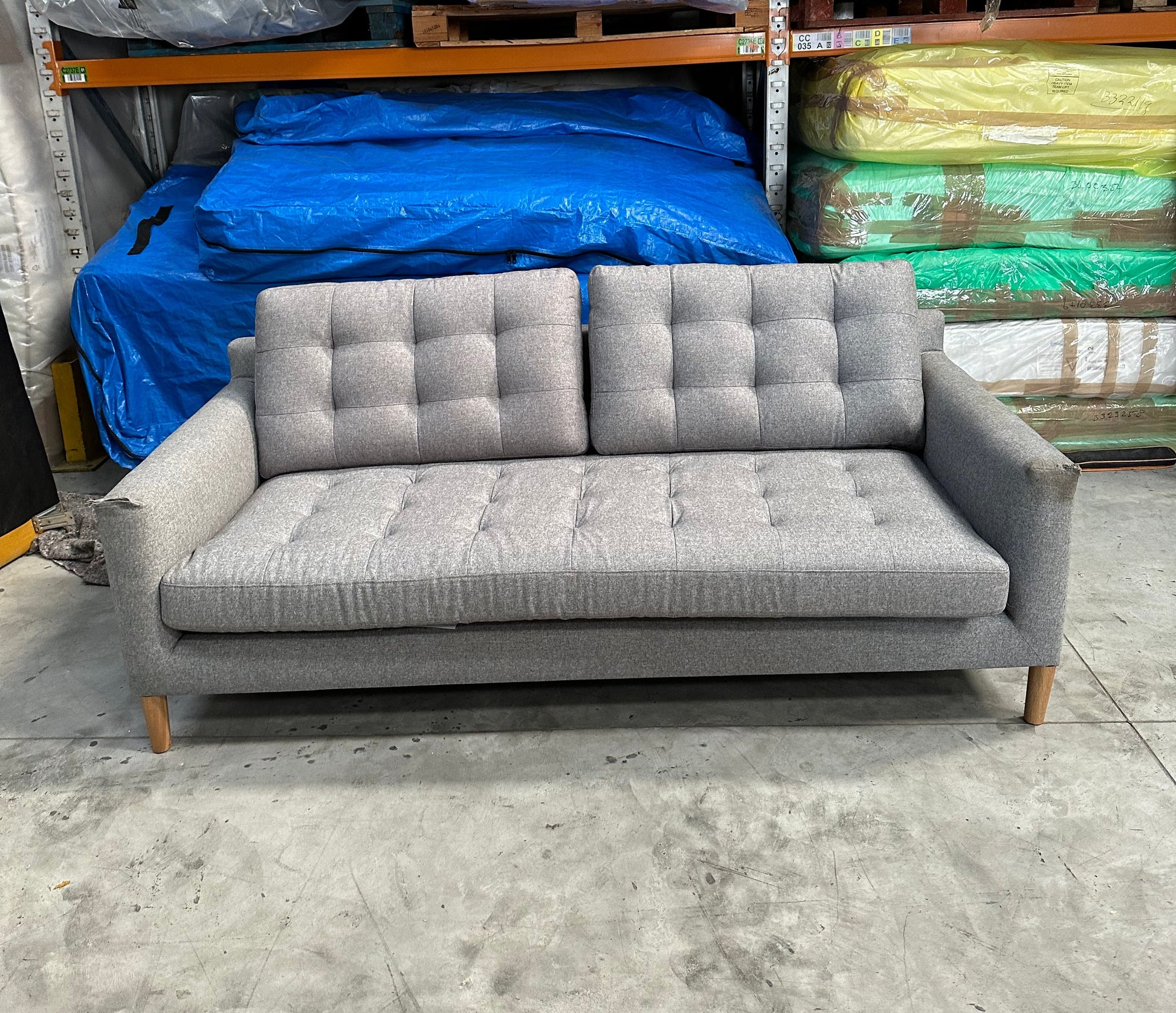 John Lewis Draper II Large 3 Seater Sofa Brushed Tweed Grey