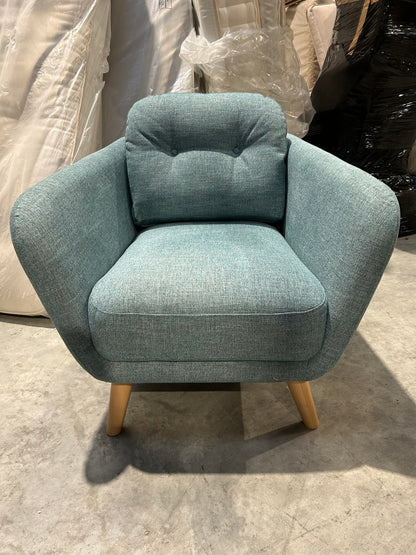 John Lewis Arlo Leather Armchair Light Leg Aquaclean Connie Teal