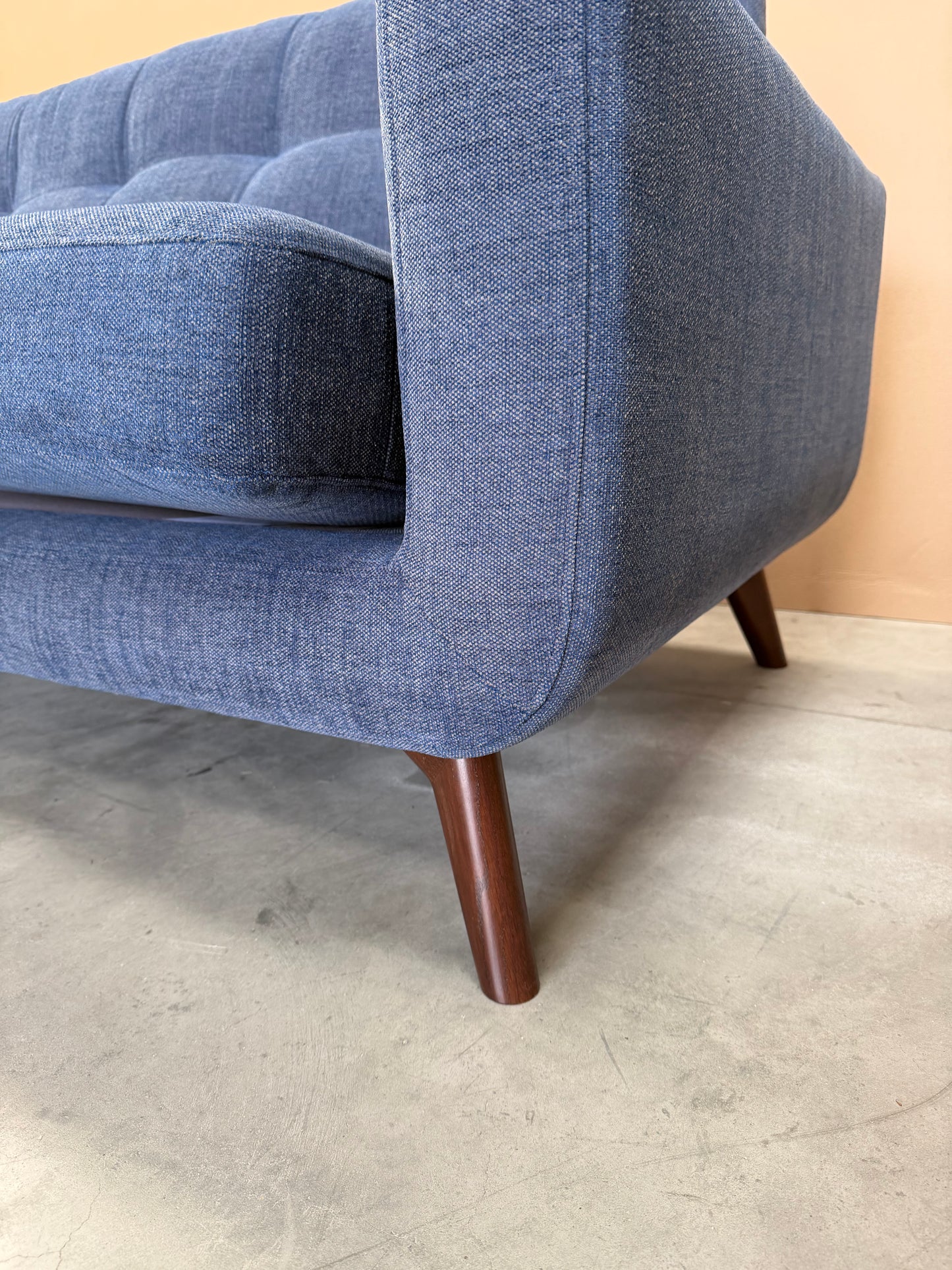 John Lewis Barbican LHF Chaise End Sofa  Chunky Chenille Navy