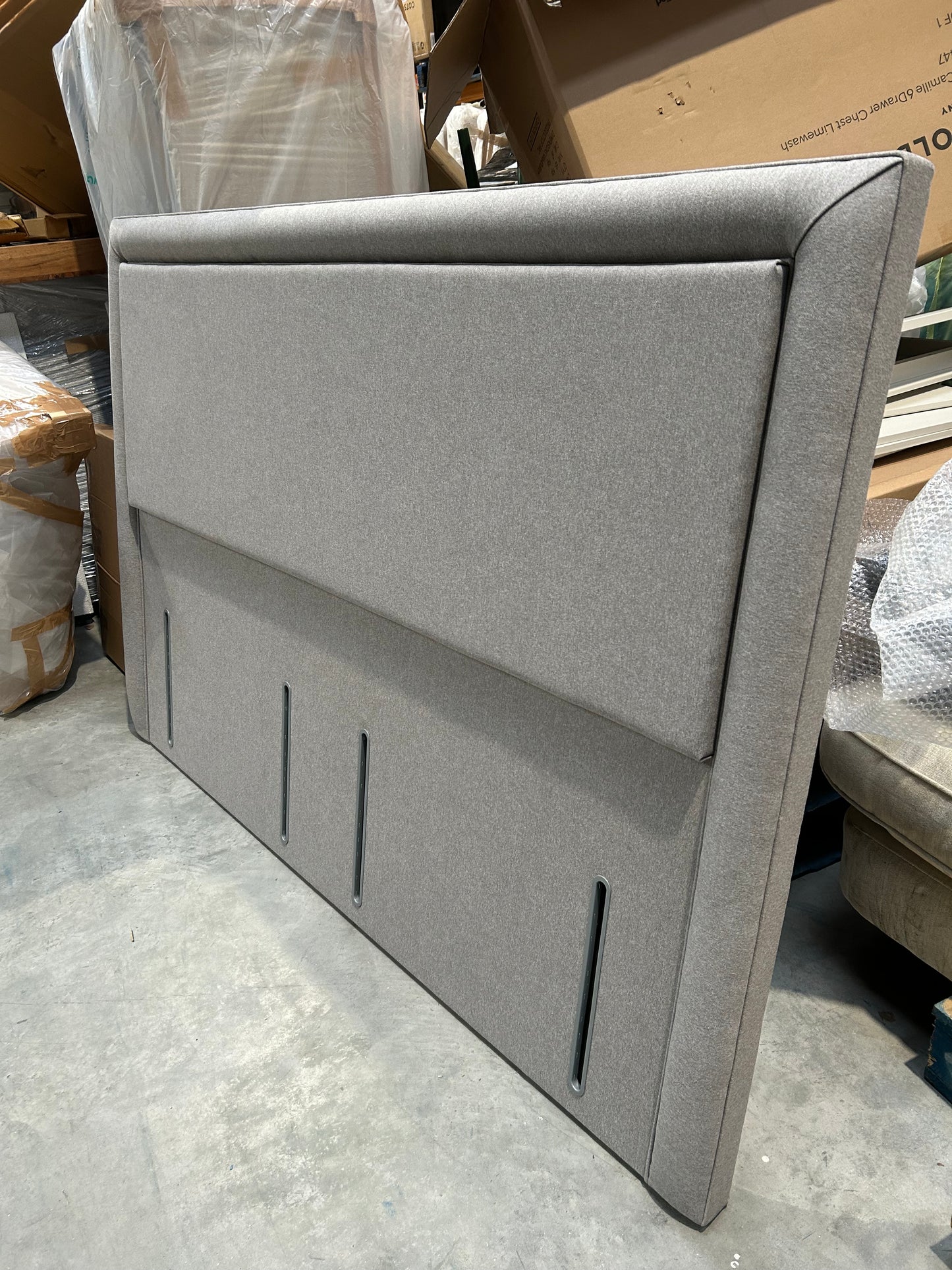 Sealy Beetham Full Height Upholstered Headboard, Super King Size, Silver Fox