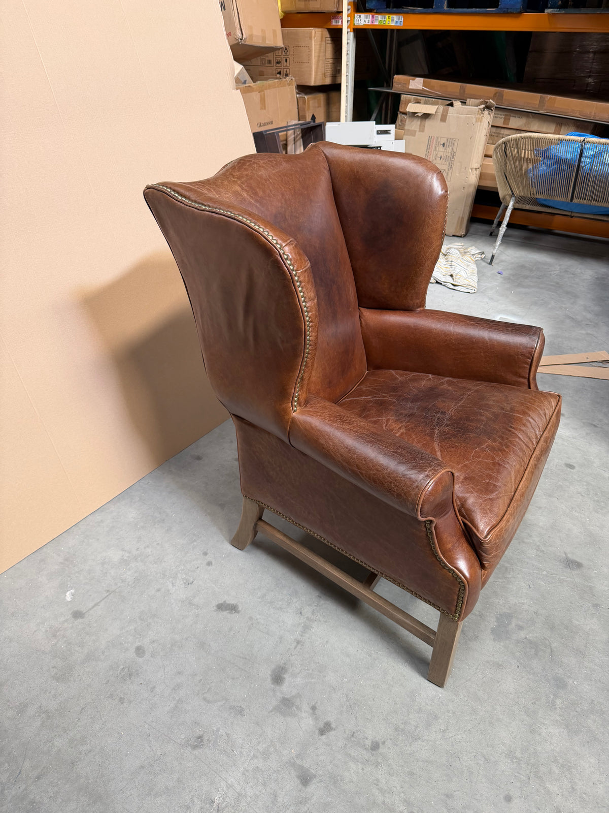 Halo Wing Leather Armchair, London Leather Cognac