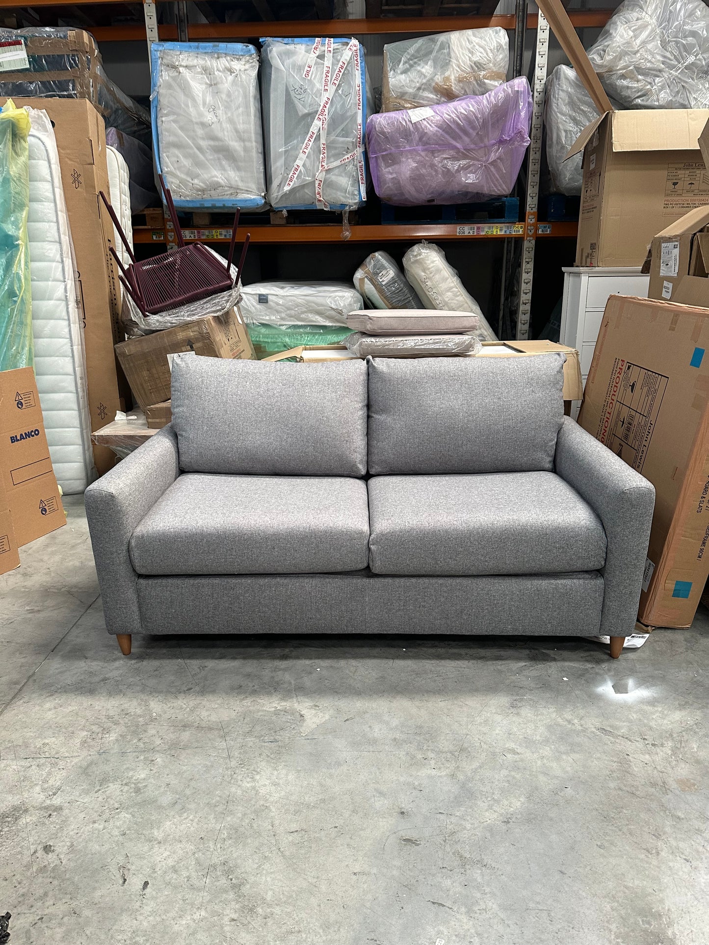 John Lewis Bailey II Medium Sofa Bed, Light Leg, Brushed Tweed Grey