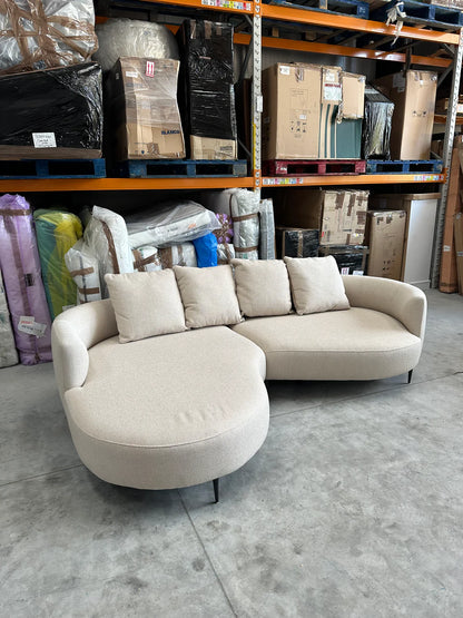 John Lewis Lozenge Grand 5 Seater LHF Chaise End Sofa, Metal Leg, Twisted Boucle Putty