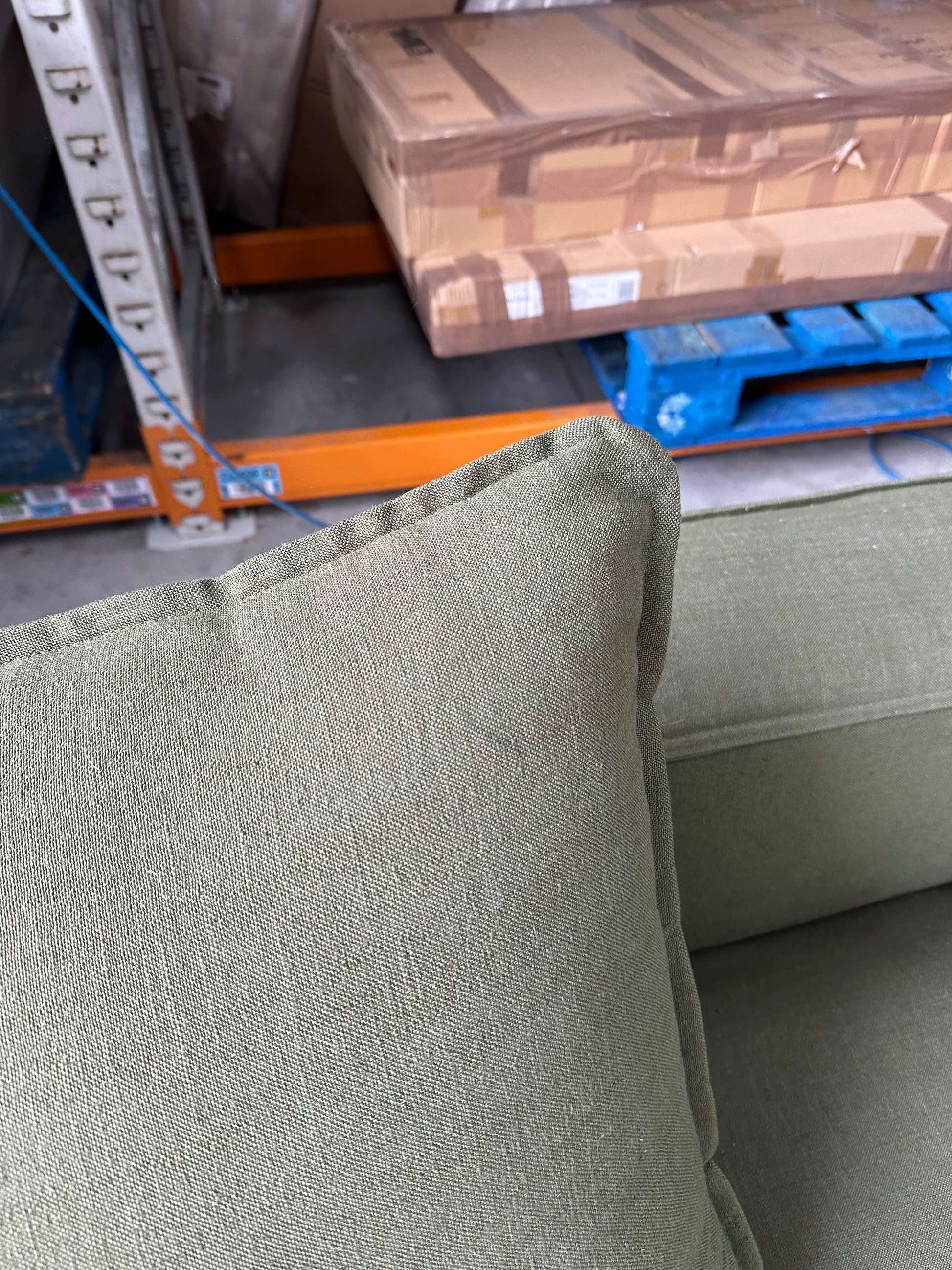 John Lewis Border Grand 4 Seater Sofa, Dark Leg, Relaxed Linen Olive