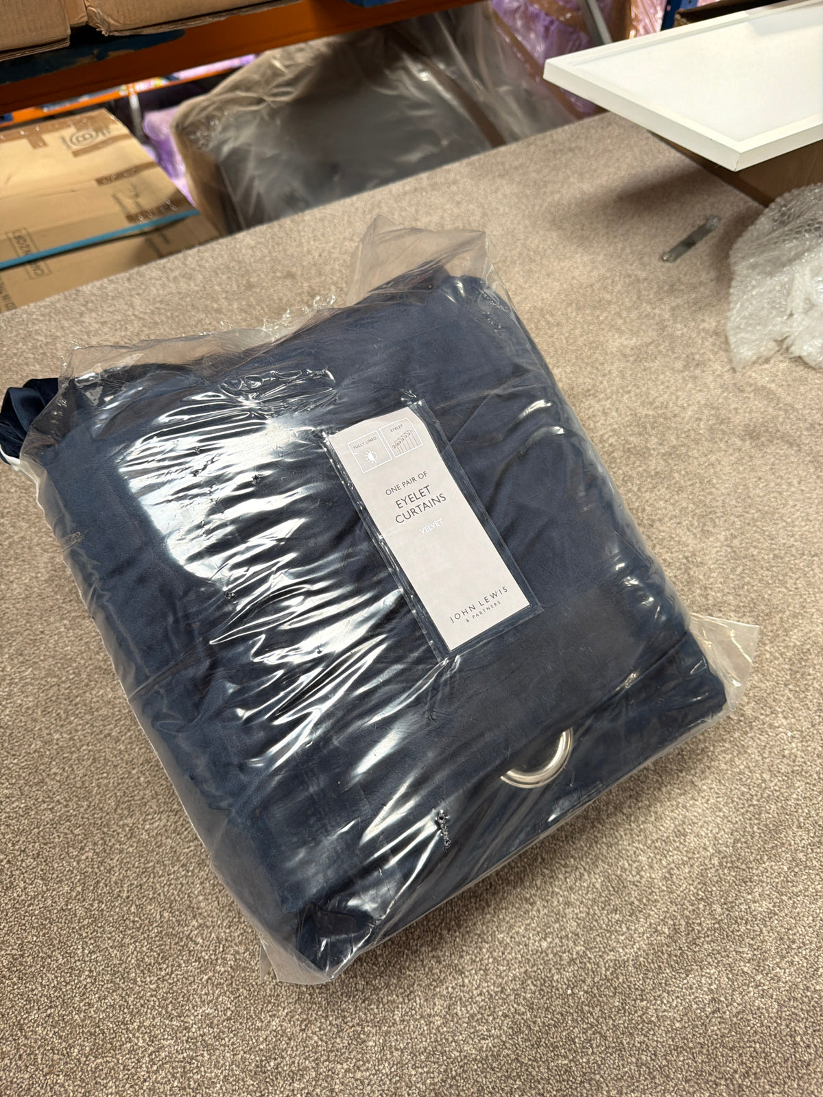 John Lewis Velvet Pair Lined Pencil Pleat Curtains, Navy, W228 x Drop 274cm