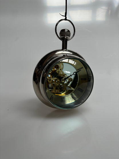 Libra Interiors Large Roman Numeral Orb Paperweight Clock, Nickel/Brass