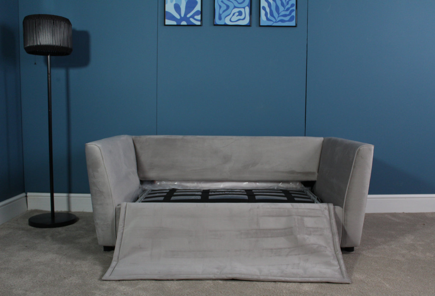 Brook & Wilde 2 Seater Sofa Bed in Stone Velvet - Made in UK - Bespoke