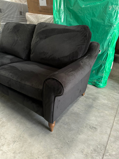 John Lewis Camber Large 3 Seater Sofa Black Velvet