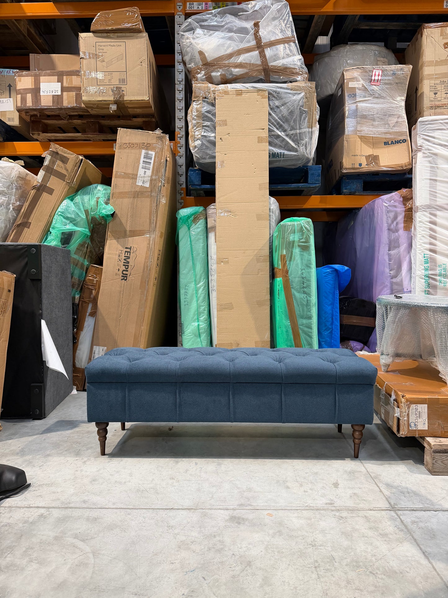 Swoon Plymouth Ottoman Footstool Indigo Smart Wool