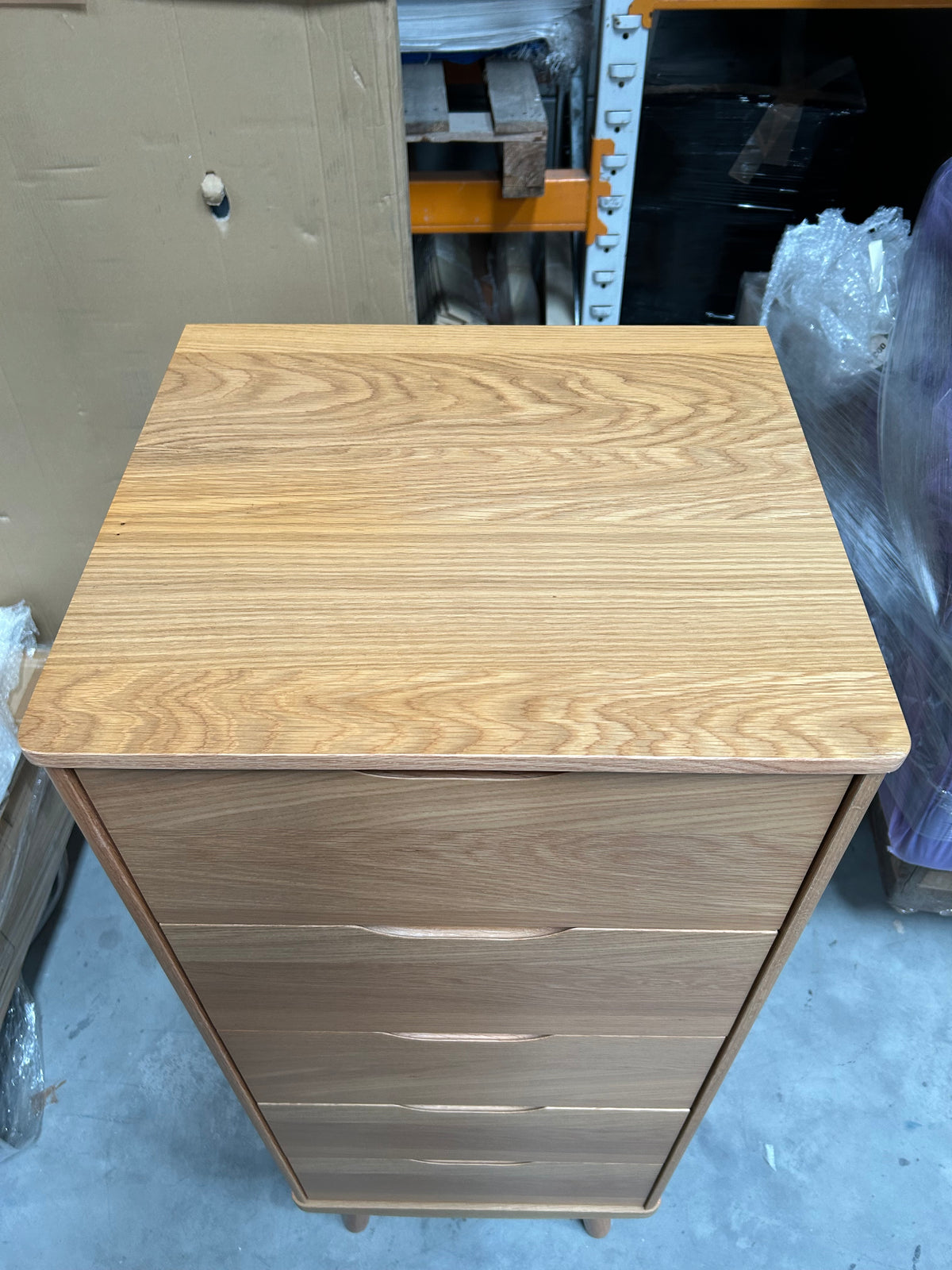 John Lewis Bow 5 Drawer Tallboy Chest, Natural