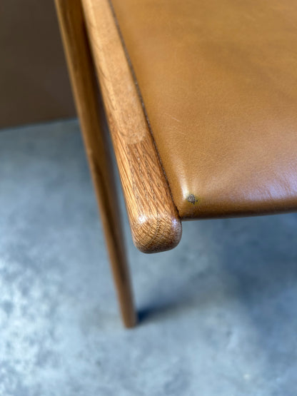 John Lewis X-Ray Leather Dining Armchair, Oak/Camel