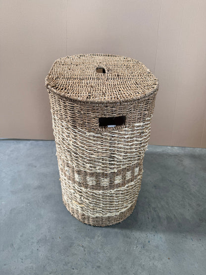 John Lewis Woven Seagrass Oval Laundry Basket, Natural
