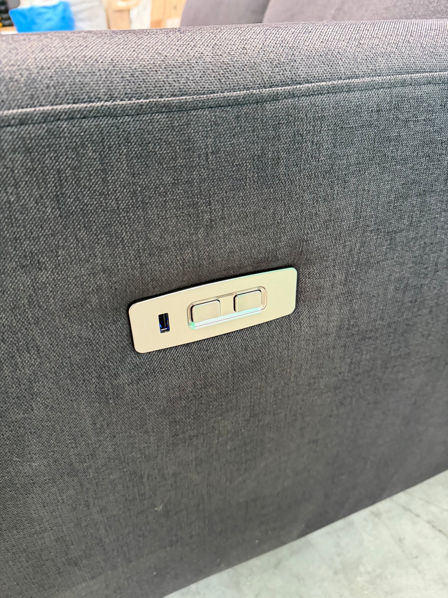 G Plan Vintage 68 RHF Small 2 Seater Sofa Single Footrest Aquaclean Grey