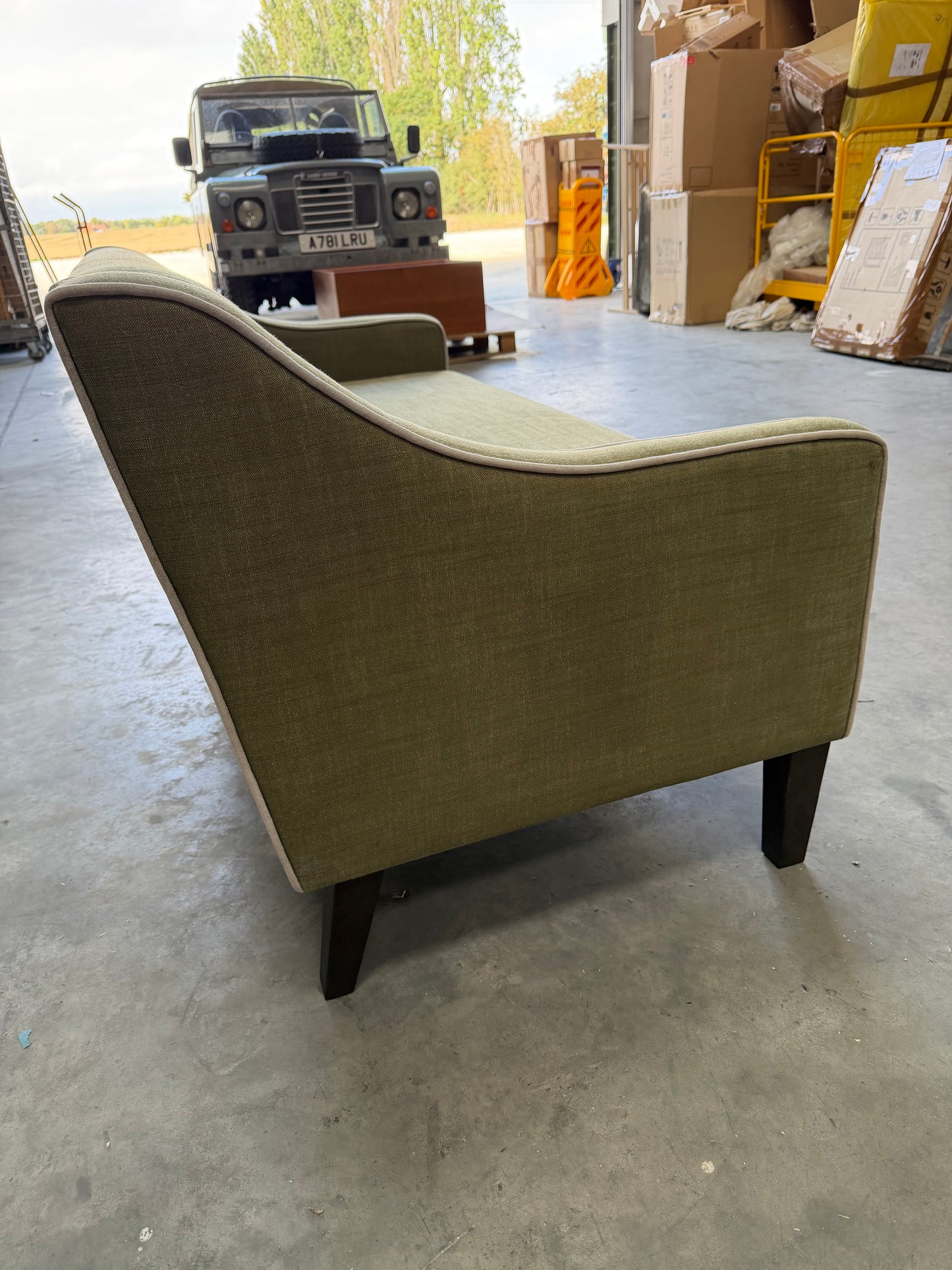 John Lewis Marlow Medium 2 Seater Sofa, Dark Leg, Soft Weave Clay, Relaxed Linen Olive Green