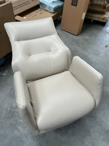 John Lewis Ease Leather Recliner Armchair and Footstool, Stone Leather