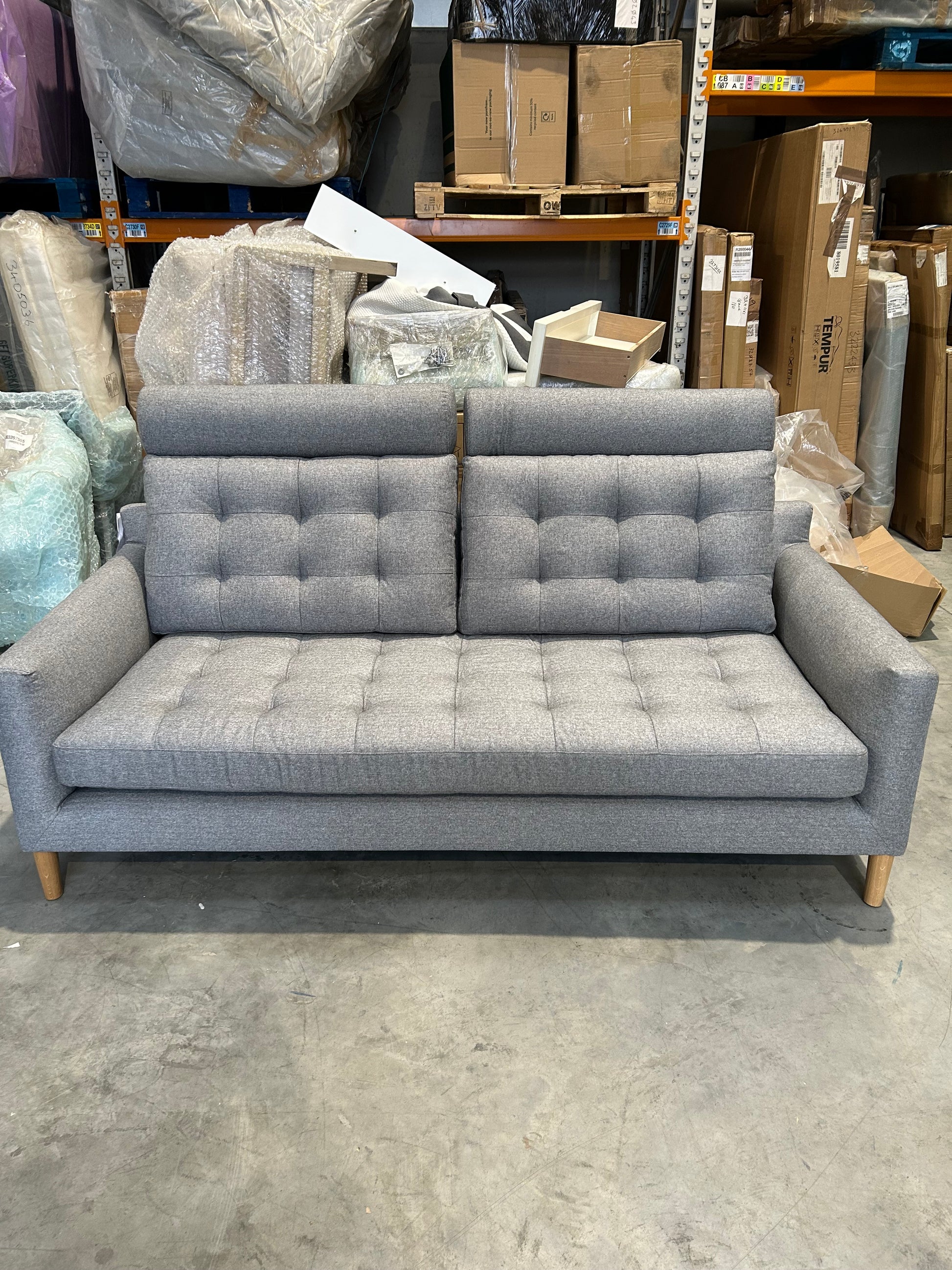 John Lewis Draper II Large 3 Seater Sofa Brushed Tweed Grey