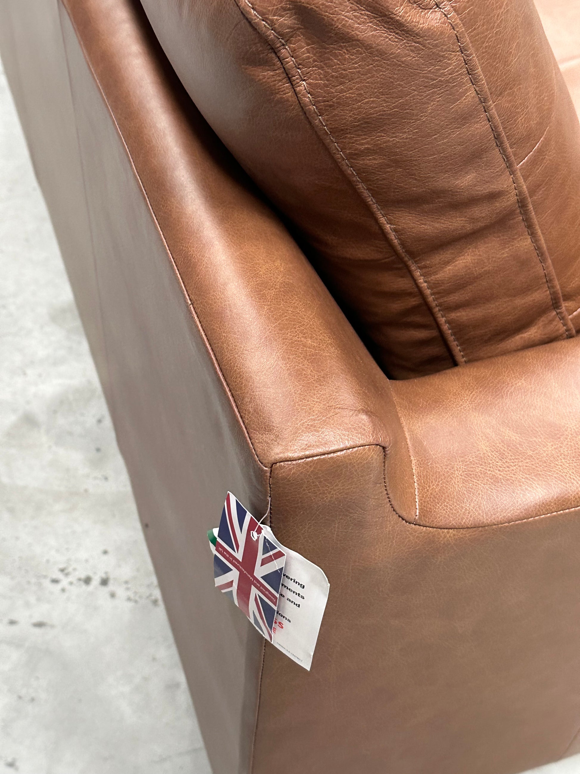 John Lewis Draper II Grand 4 Seater Sofa, Dark Leg Leather Light Tan