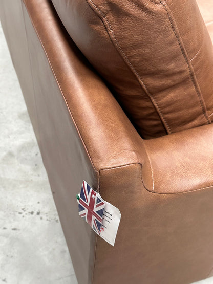 John Lewis Draper II Grand 4 Seater Sofa, Dark Leg Leather Light Tan