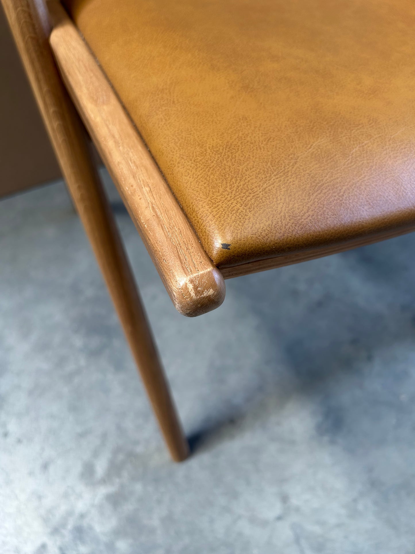 John Lewis X-Ray Leather Dining Armchair, Oak/Camel