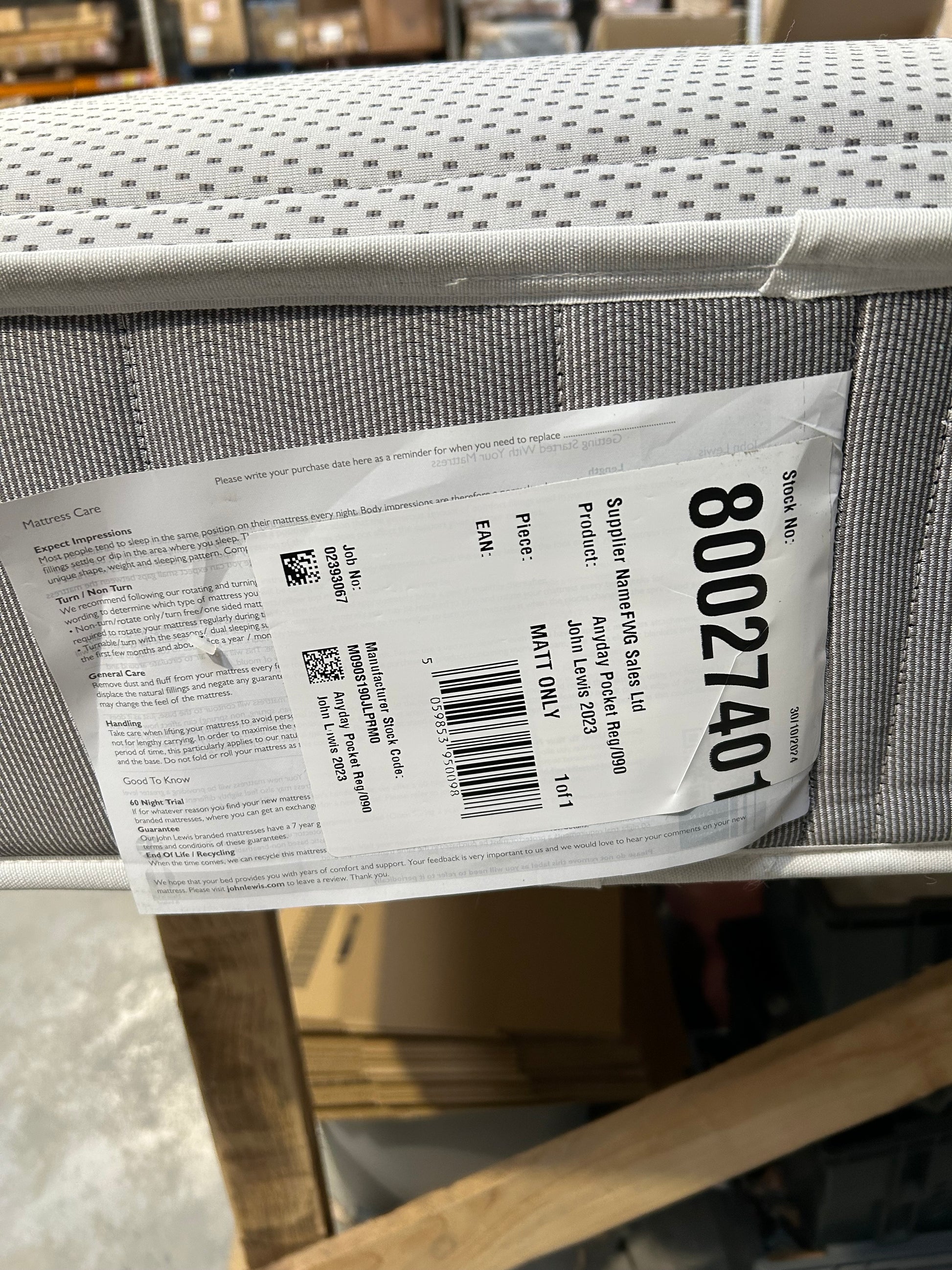 John Lewis Pocket Spring Mattress, Regular Tension, Single