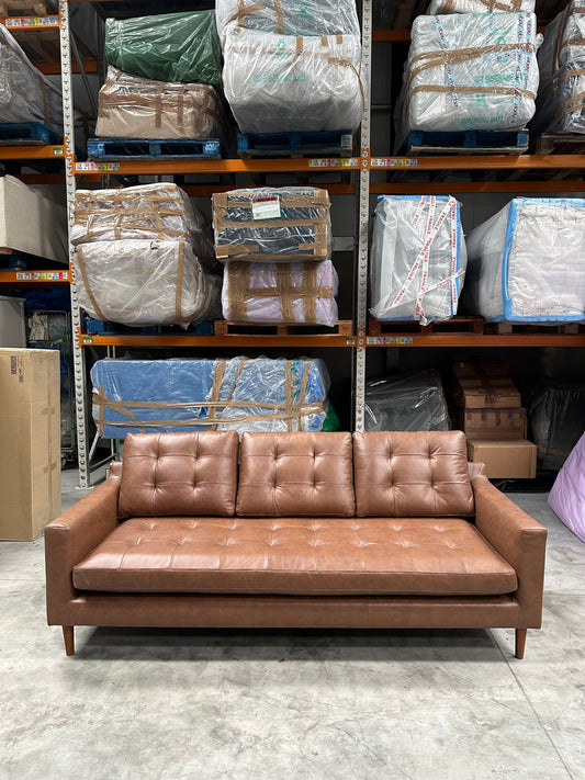 John Lewis Draper II Grand 4 Seater Sofa, Dark Leg Leather Light Tan