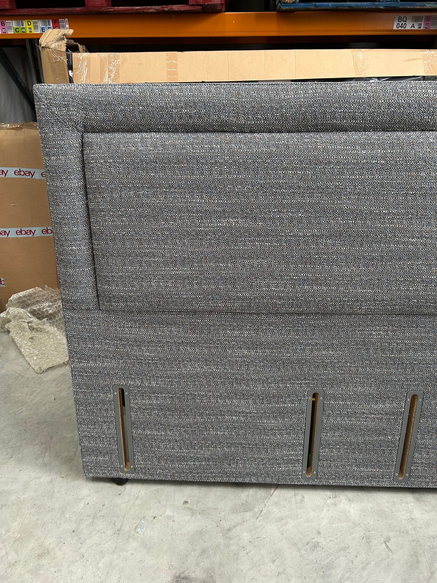 Vispring Viola Full Depth Upholstered Headboard Super King Size Boucle Sodalite