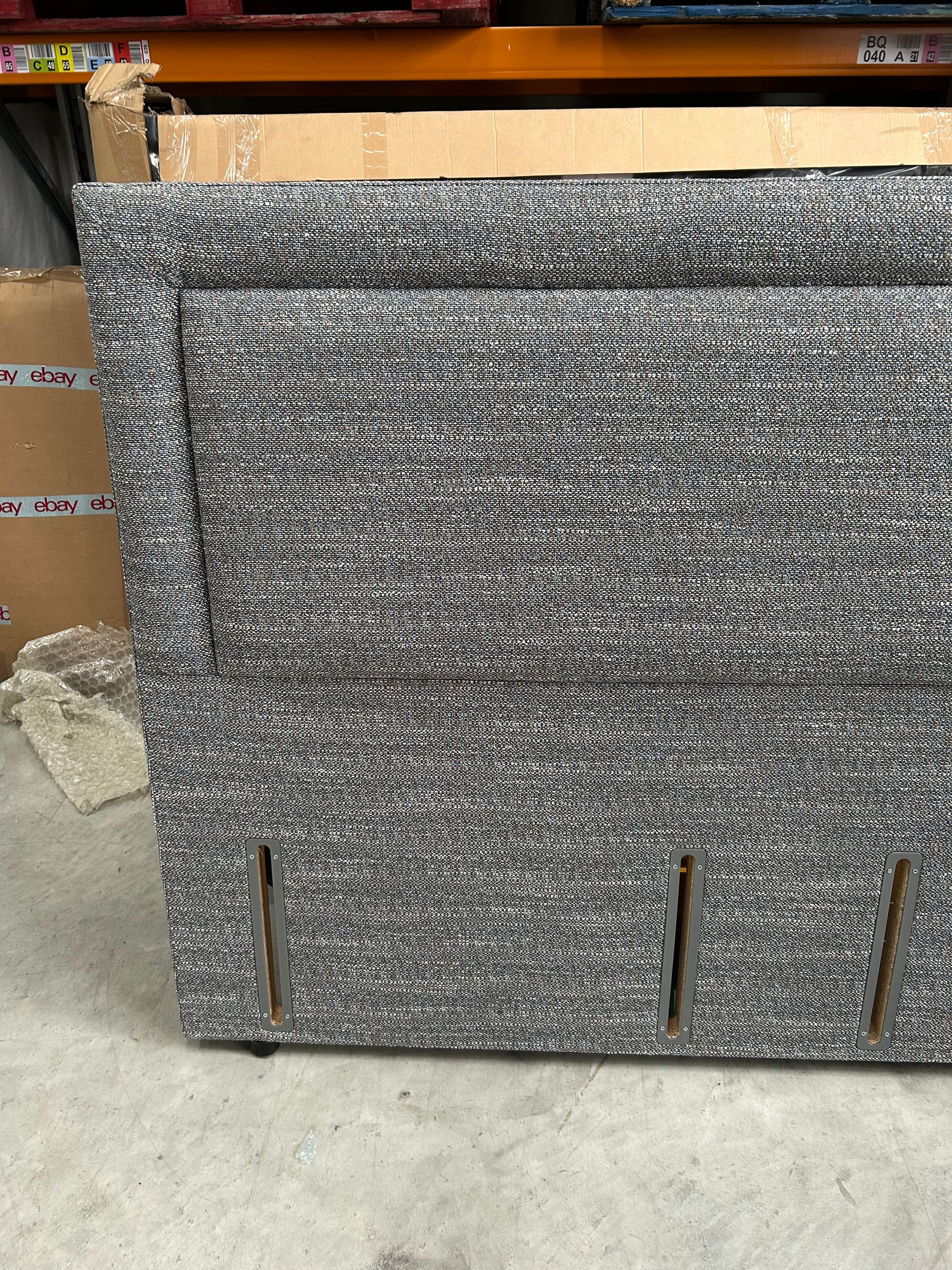 Vispring Viola Full Depth Upholstered Headboard Super King Size Boucle Sodalite