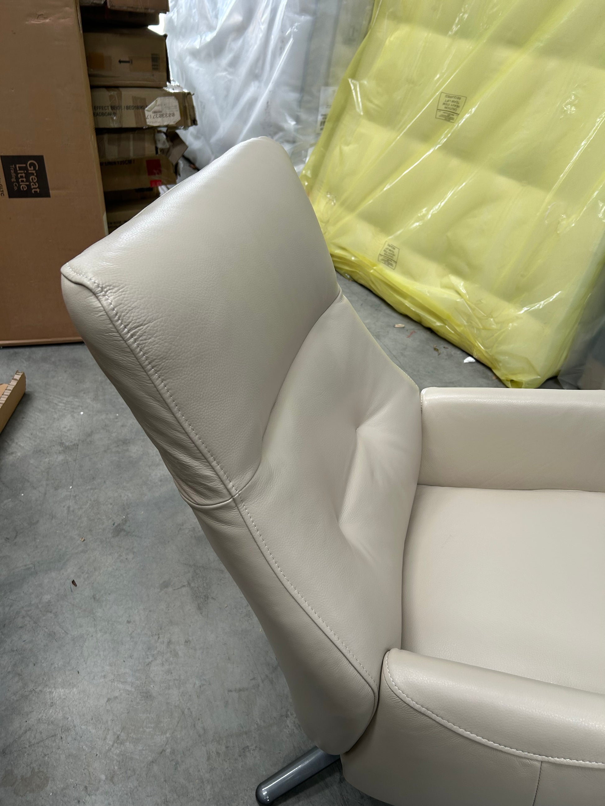 John Lewis Ease Leather Recliner Armchair and Footstool, Stone Leather
