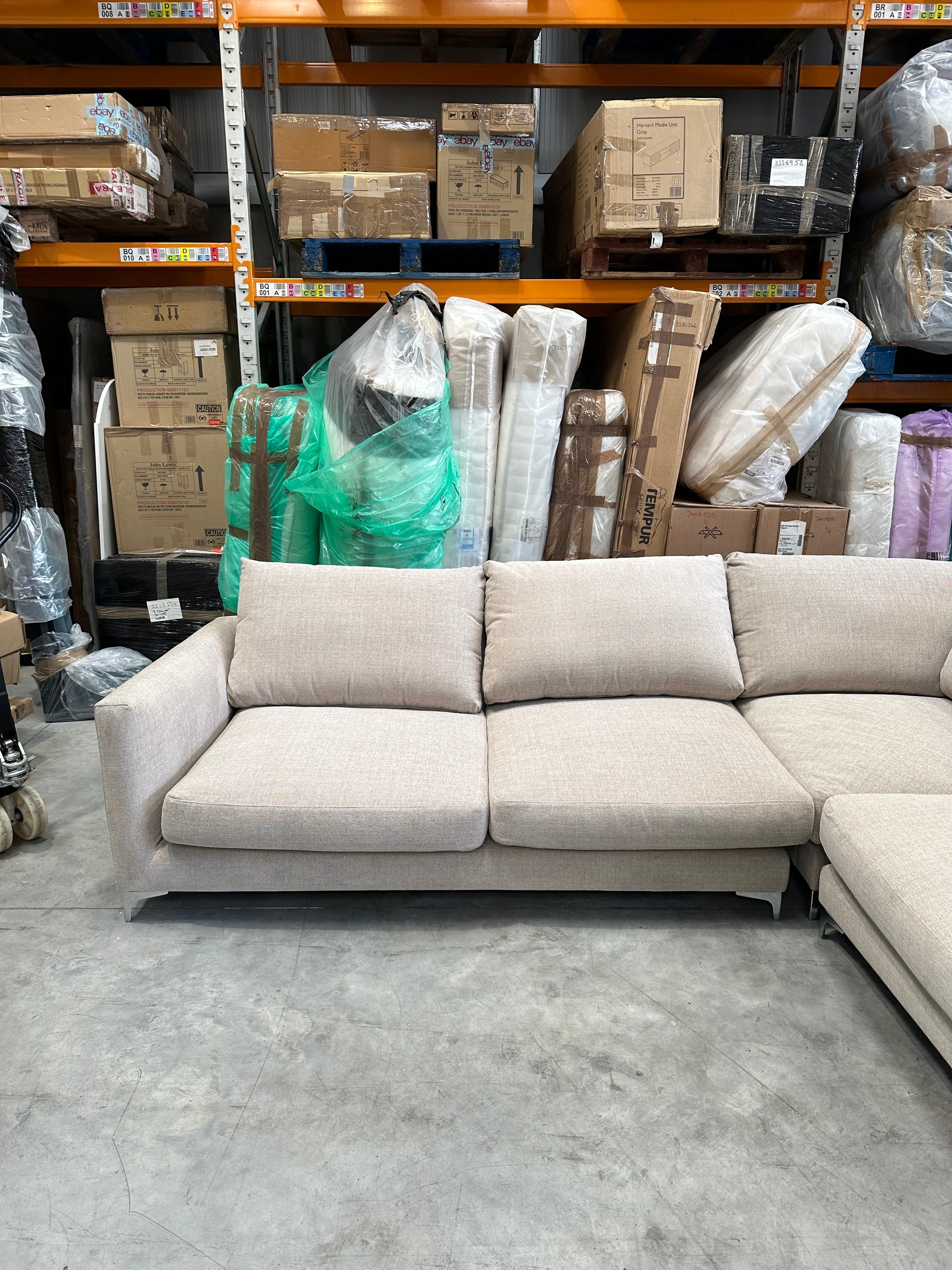 John Lewis Retreat 5+ Seater RHF Corner Chaise End Sofa, Metal Leg, Soft Touch Chenille Natural