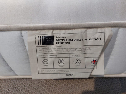 John Lewis Mattress British Natural Collection Hemp 2750 , Firmer Tension, Double