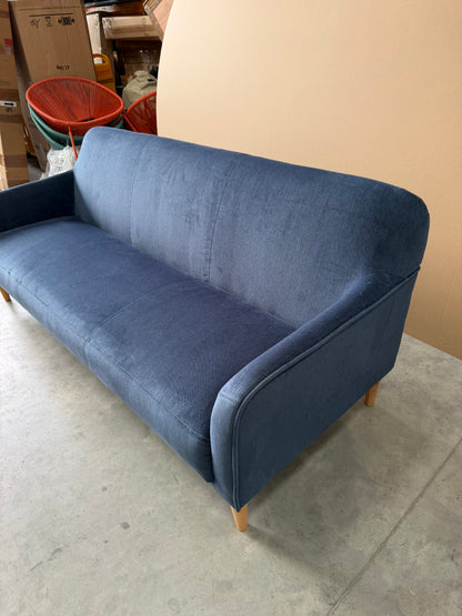 John Lewis Compact 2.5 Seater Sofa - Titan Navy - Natural Beech Legs - Brand New