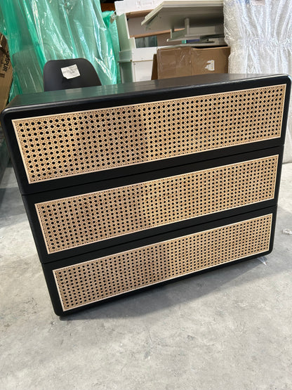 John Lewis Rattan 3 Drawer Chest, Black