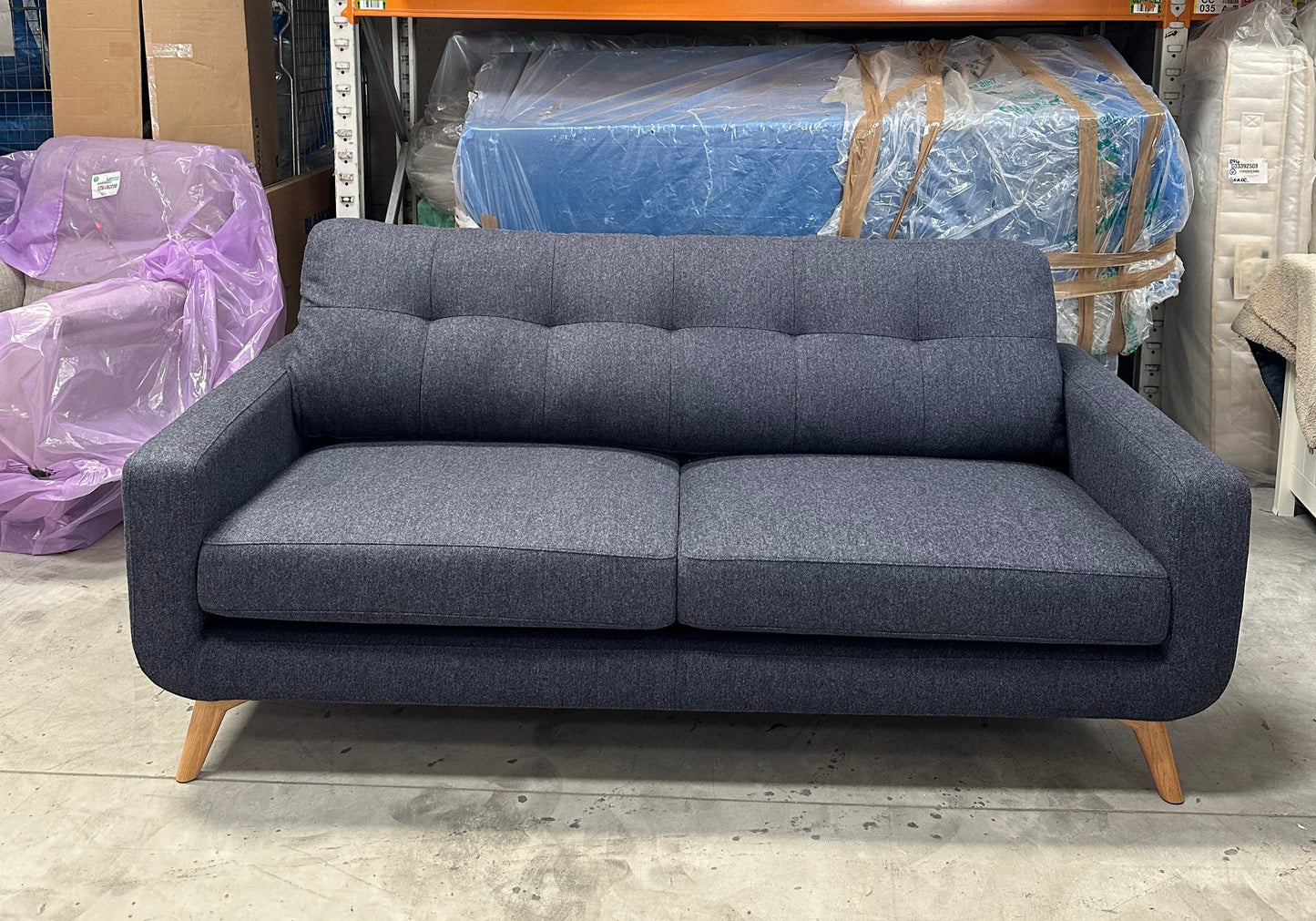 John Lewis Barbican Large 3 Seater Sofa Tweed Navy