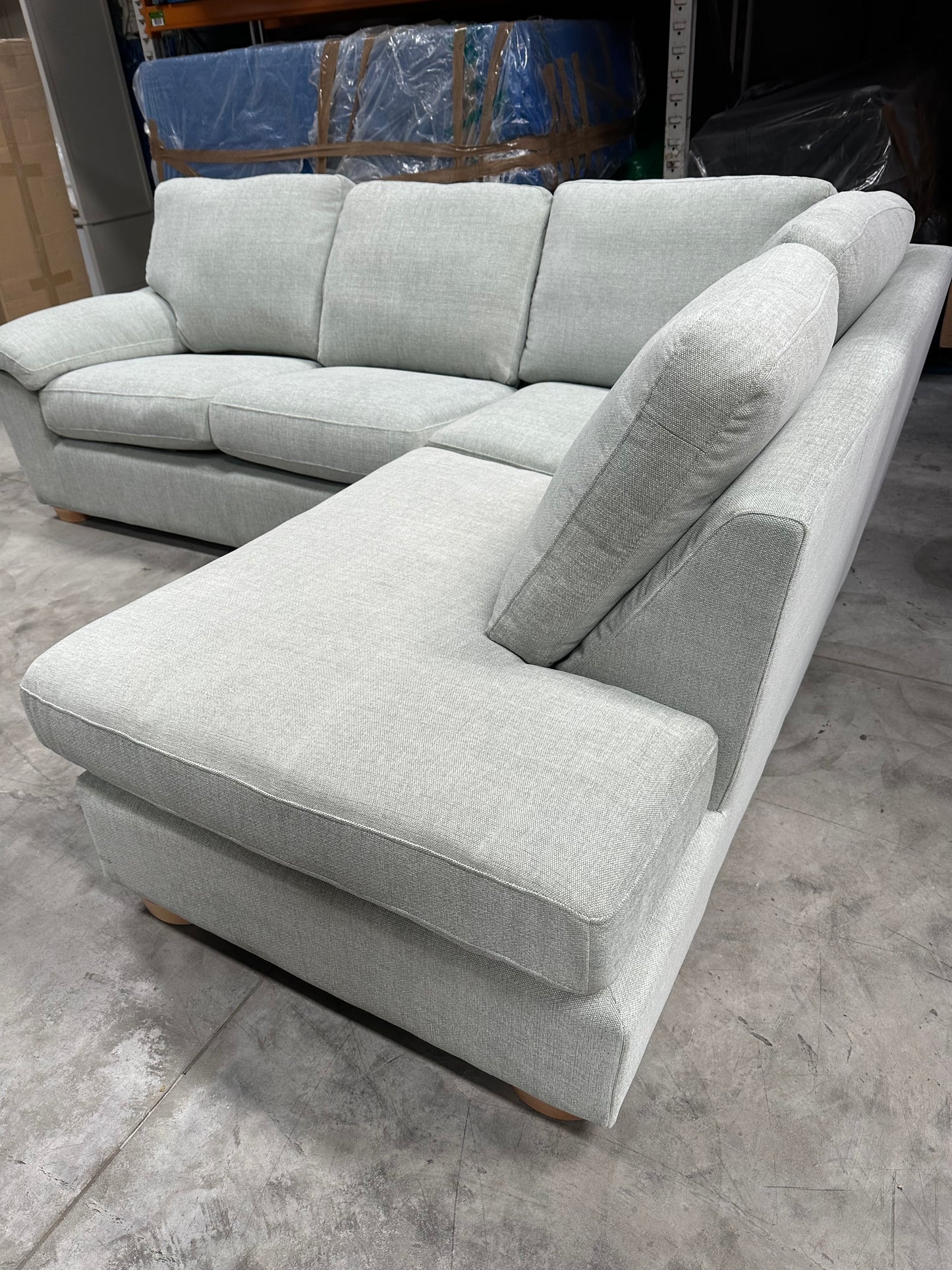 John Lewis Camden 5+ Seater RHF Corner End Chaise Unit, Light Leg, Easy Clean Chunky Chenille Seagrass