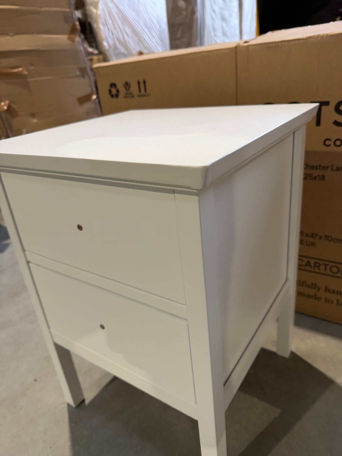 John Lewis Wilton 2 Drawer Bedside Cabinet, White