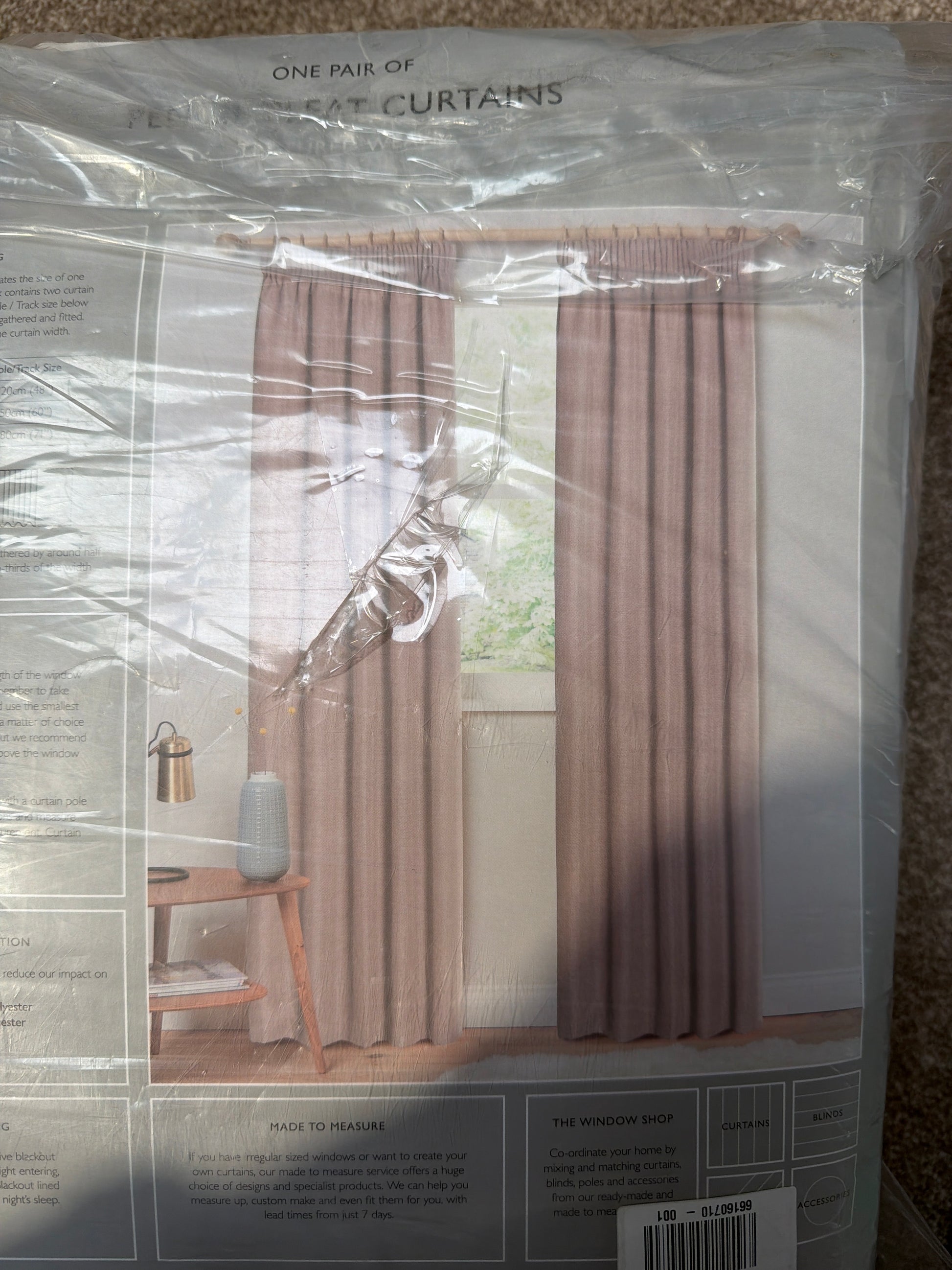 John Lewis Textured Weave Pair Blackout Lined Pencil Pleat Curtains, Rose Pink, W228 x Drop 228cm