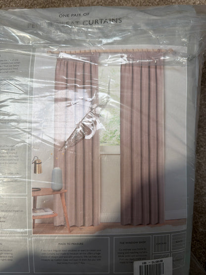John Lewis Textured Weave Pair Blackout Lined Pencil Pleat Curtains, Rose Pink, W228 x Drop 228cm