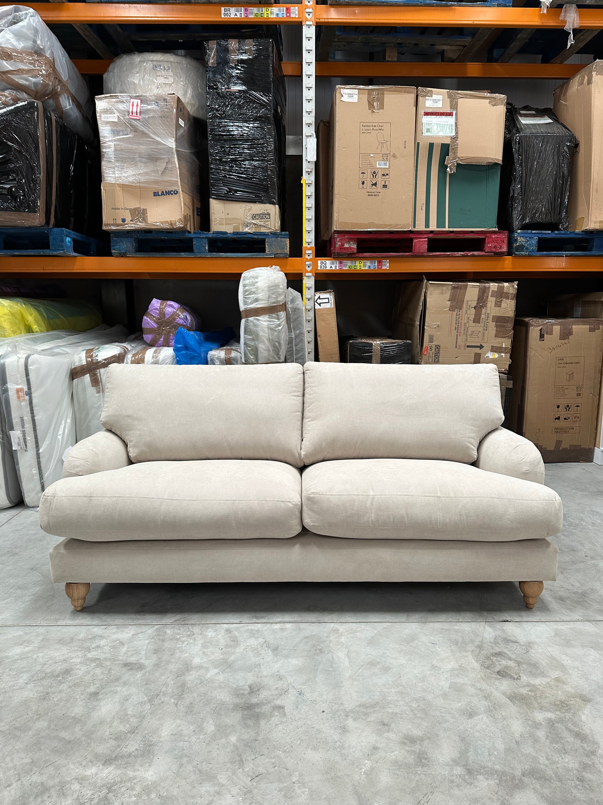 John Lewis Clover Large 3 Seater Sofa, Light Leg, Fine Chenille Natural