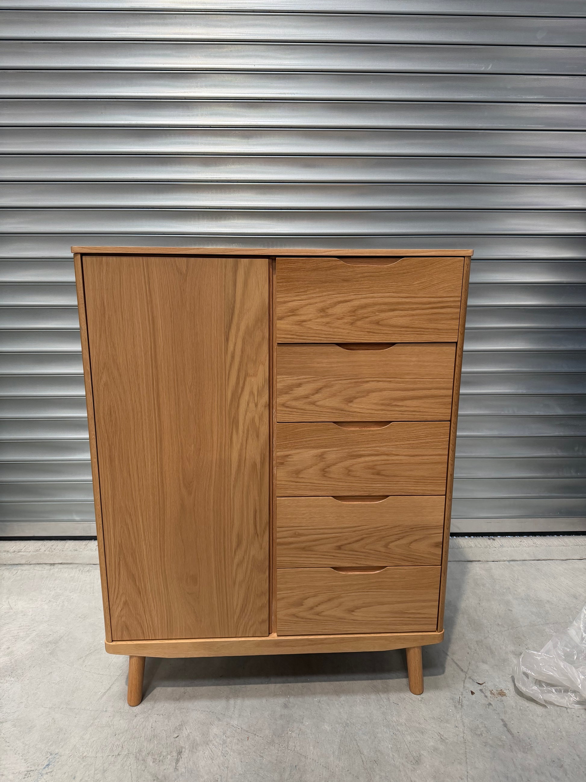 John Lewis Bow 5 Drawer Low Wardrobe, Natural