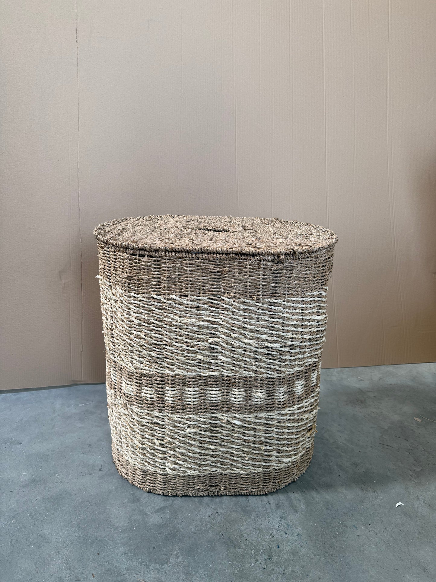 John Lewis Woven Seagrass Oval Laundry Basket, Natural