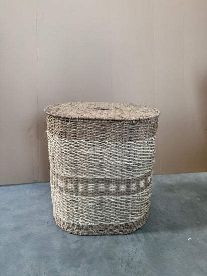 John Lewis Woven Seagrass Oval Laundry Basket, Natural