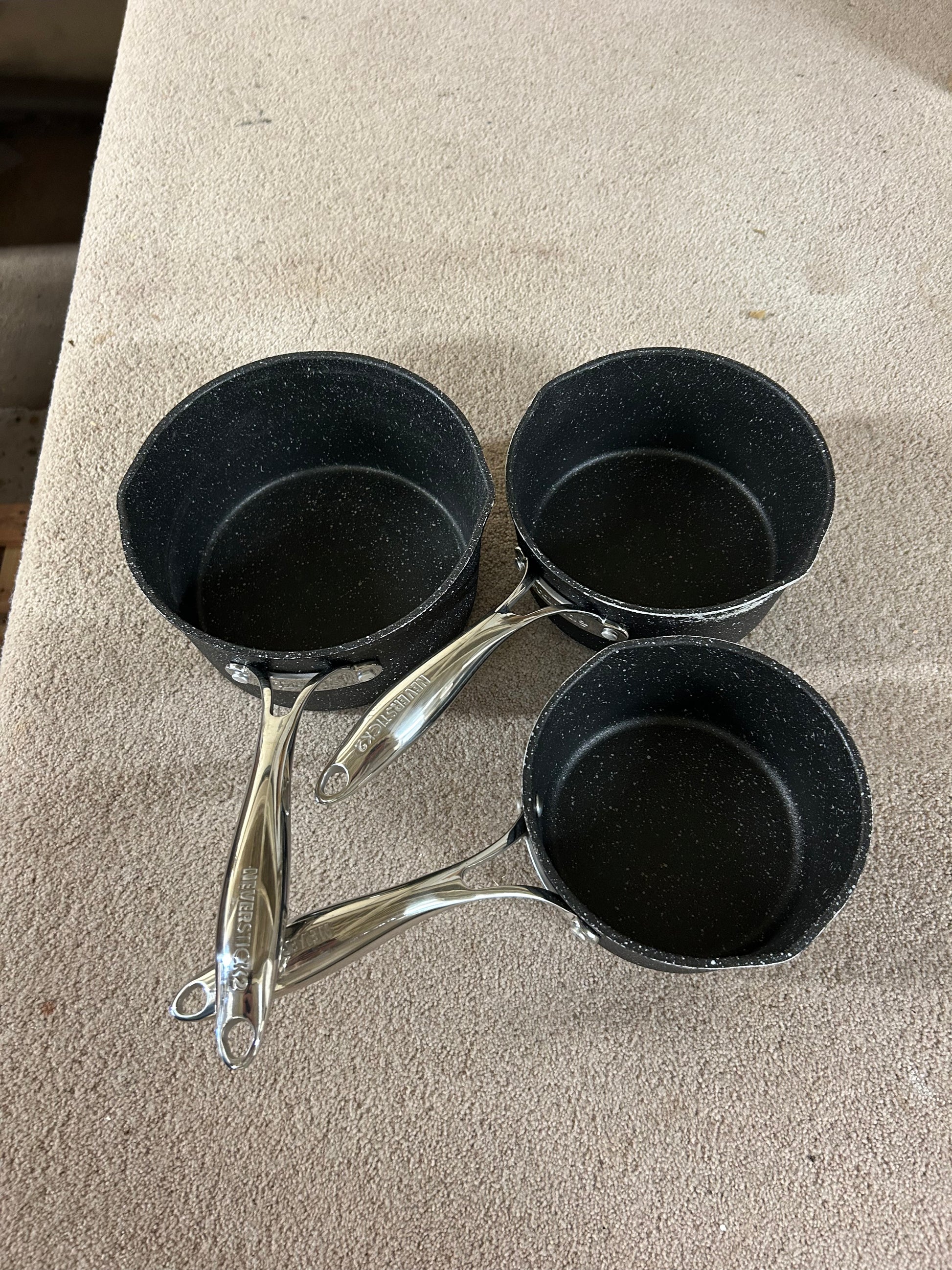 Eaziglide Neverstick2 Aluminium Non-Stick Saucepan Set with Lids, 3 Piece