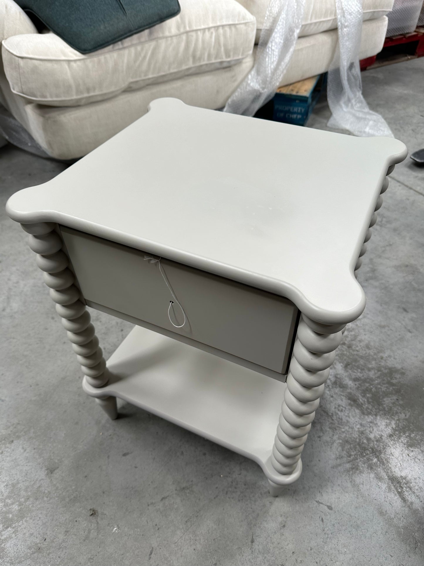 John Lewis Drawer Bedside Bobbin 1  Table Grey