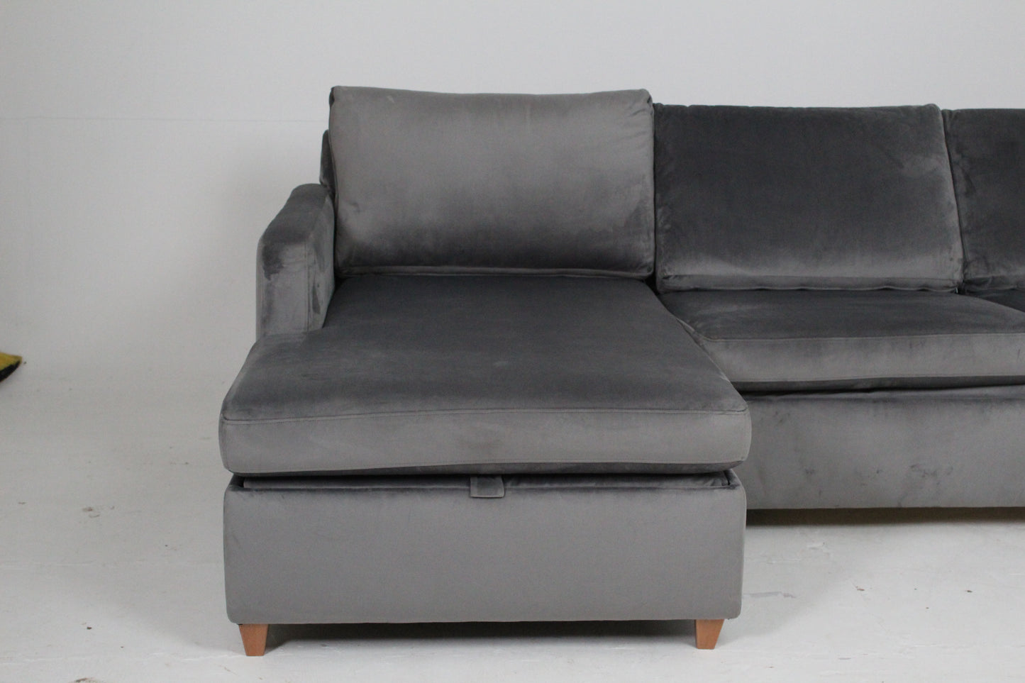 John Lewis Bailey II 4 Seater LHF Chaise End Sofa In velvet steel
